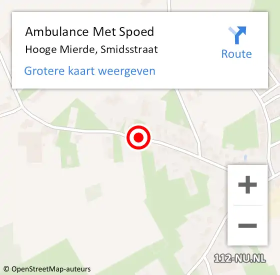 Locatie op kaart van de 112 melding: Ambulance Met Spoed Naar Hooge Mierde, Smidsstraat op 26 september 2018 09:58