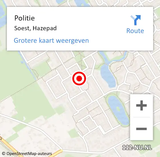 Locatie op kaart van de 112 melding: Politie Soest, Hazepad op 26 september 2018 10:04