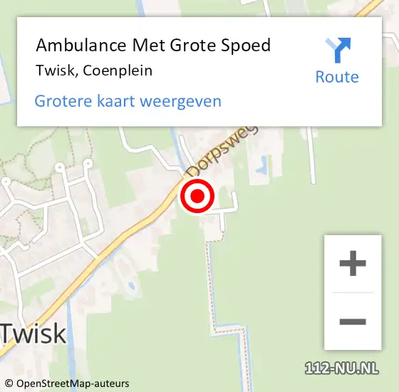 Locatie op kaart van de 112 melding: Ambulance Met Grote Spoed Naar Twisk, Coenplein op 26 september 2018 11:44