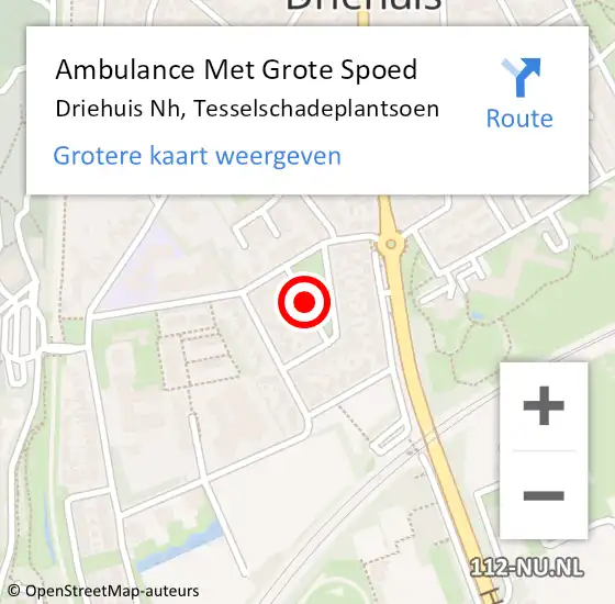 Locatie op kaart van de 112 melding: Ambulance Met Grote Spoed Naar Driehuis Nh, Tesselschadeplantsoen op 26 september 2018 11:52