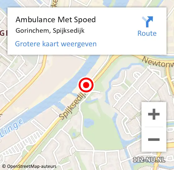 Locatie op kaart van de 112 melding: Ambulance Met Spoed Naar Gorinchem, Spijksedijk op 26 september 2018 12:52