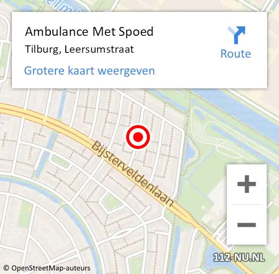 Locatie op kaart van de 112 melding: Ambulance Met Spoed Naar Tilburg, Leersumstraat op 26 september 2018 13:55