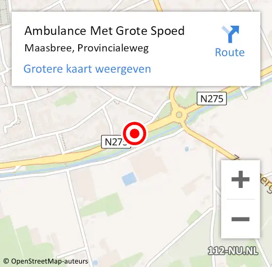 Locatie op kaart van de 112 melding: Ambulance Met Grote Spoed Naar Maasbree, Provincialeweg op 26 september 2018 15:01