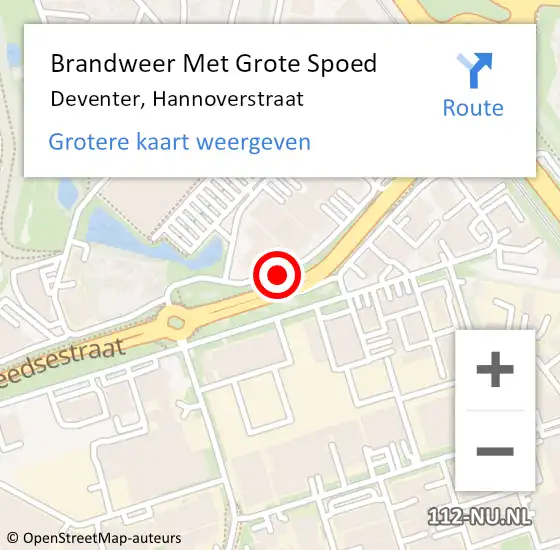 Locatie op kaart van de 112 melding: Brandweer Met Grote Spoed Naar Deventer, Hannoverstraat op 26 september 2018 15:15