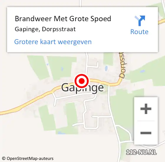 Locatie op kaart van de 112 melding: Brandweer Met Grote Spoed Naar Gapinge, Dorpsstraat op 26 september 2018 15:56