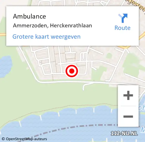 Locatie op kaart van de 112 melding: Ambulance Ammerzoden, Herckenrathlaan op 26 september 2018 16:35