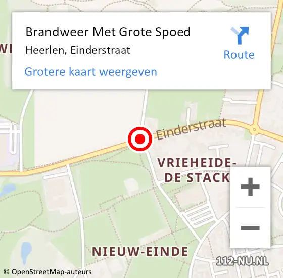 Locatie op kaart van de 112 melding: Brandweer Met Grote Spoed Naar Heerlen, Einderstraat op 26 september 2018 16:41