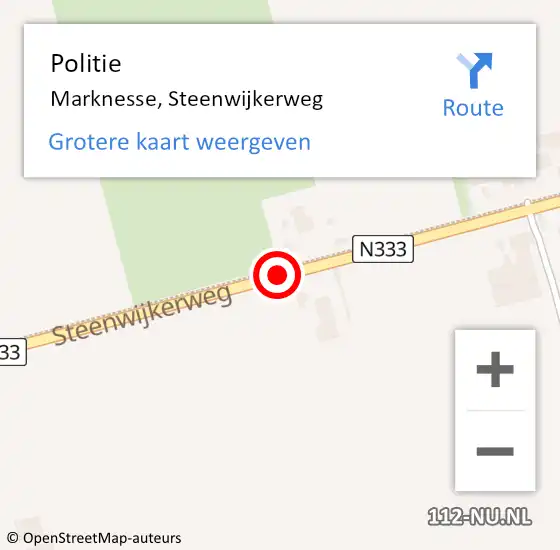 Locatie op kaart van de 112 melding: Politie Marknesse, Steenwijkerweg op 26 september 2018 17:05