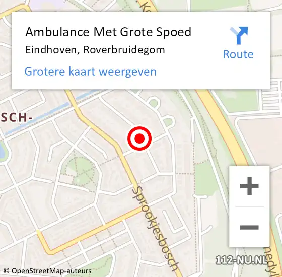 Locatie op kaart van de 112 melding: Ambulance Met Grote Spoed Naar Eindhoven, Roverbruidegom op 26 september 2018 17:29
