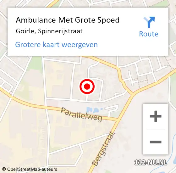 Locatie op kaart van de 112 melding: Ambulance Met Grote Spoed Naar Goirle, Spinnerijstraat op 26 september 2018 17:51
