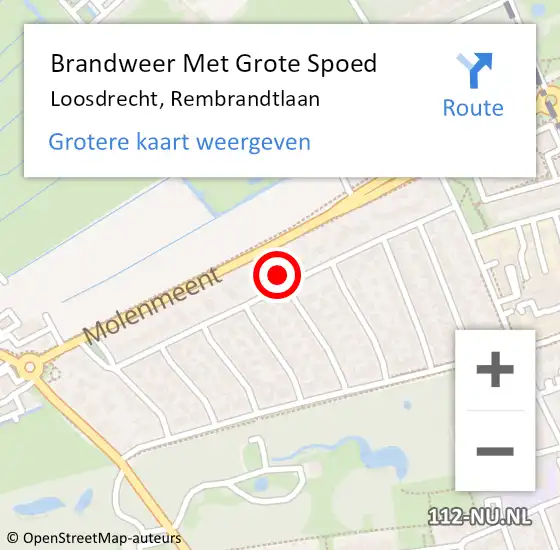 Locatie op kaart van de 112 melding: Brandweer Met Grote Spoed Naar Loosdrecht, Rembrandtlaan op 26 september 2018 18:16