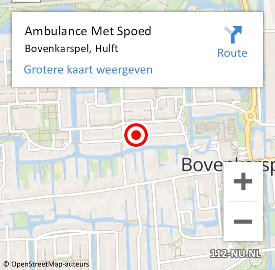 Locatie op kaart van de 112 melding: Ambulance Met Spoed Naar Bovenkarspel, Hulft op 26 september 2018 20:31