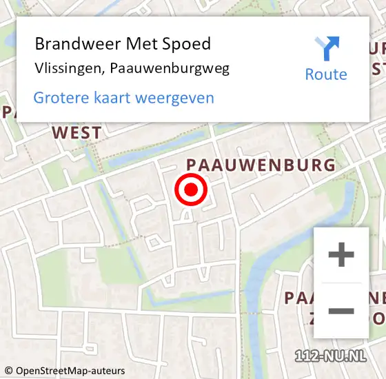 Locatie op kaart van de 112 melding: Brandweer Met Spoed Naar Vlissingen, Paauwenburgweg op 26 september 2018 22:32