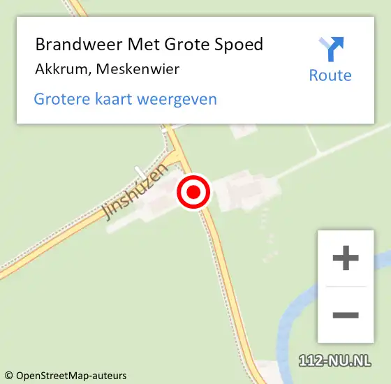 Locatie op kaart van de 112 melding: Brandweer Met Grote Spoed Naar Akkrum, Meskenwier op 26 september 2018 23:01