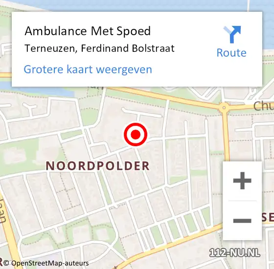 Locatie op kaart van de 112 melding: Ambulance Met Spoed Naar Terneuzen, Ferdinand Bolstraat op 27 september 2018 01:49