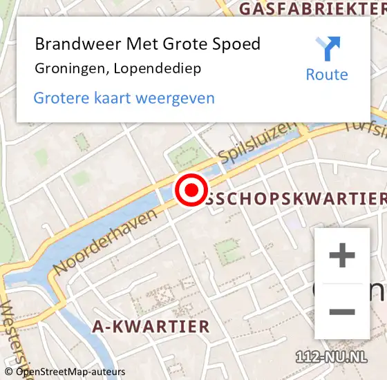 Locatie op kaart van de 112 melding: Brandweer Met Grote Spoed Naar Groningen, Lopendediep op 27 september 2018 01:55