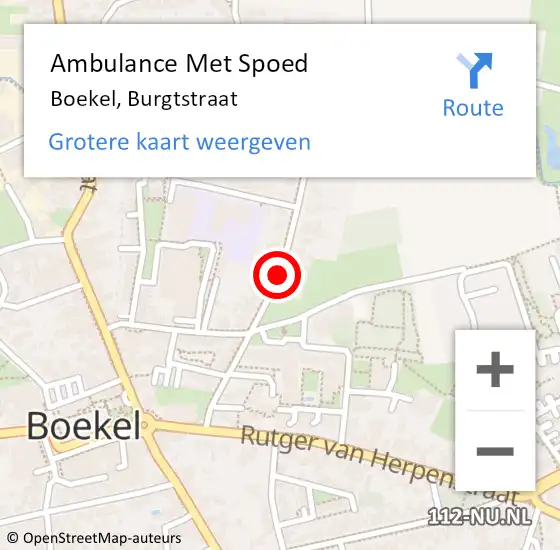 Locatie op kaart van de 112 melding: Ambulance Met Spoed Naar Boekel, Burgtstraat op 27 september 2018 02:04