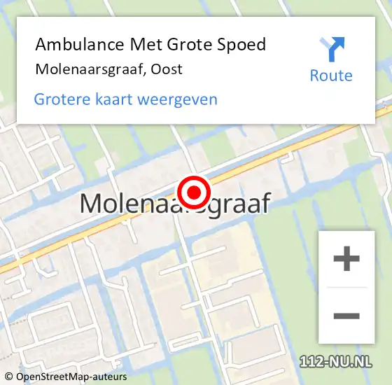 Locatie op kaart van de 112 melding: Ambulance Met Grote Spoed Naar Molenaarsgraaf, Oost op 27 september 2018 04:50