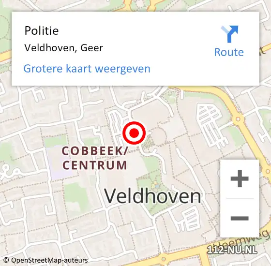 Locatie op kaart van de 112 melding: Politie Veldhoven, Geer op 27 september 2018 06:45