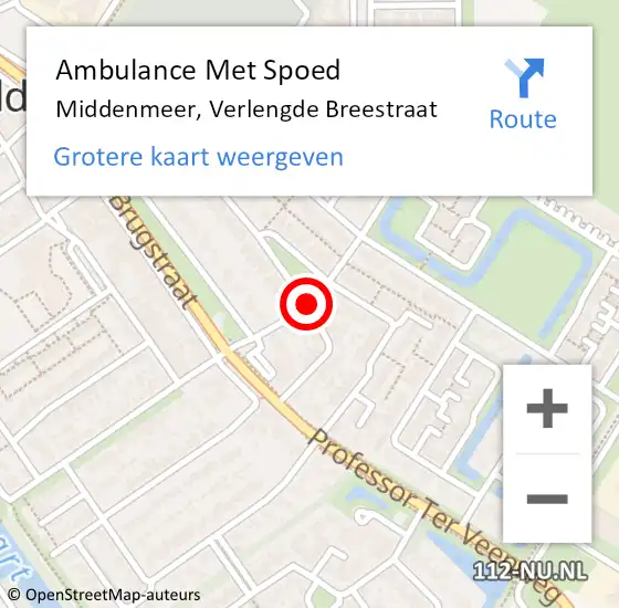 Locatie op kaart van de 112 melding: Ambulance Met Spoed Naar Middenmeer, Verlengde Breestraat op 27 september 2018 07:24