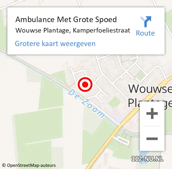 Locatie op kaart van de 112 melding: Ambulance Met Grote Spoed Naar Wouwse Plantage, Kamperfoeliestraat op 27 september 2018 07:49