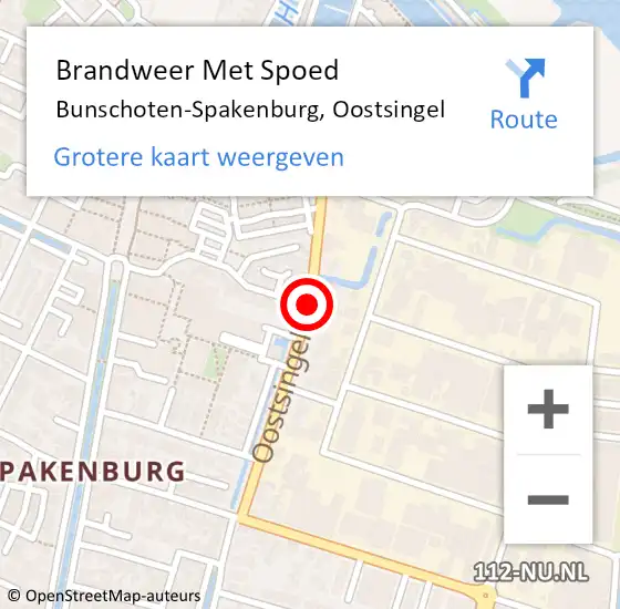 Locatie op kaart van de 112 melding: Brandweer Met Spoed Naar Bunschoten-Spakenburg, Oostsingel op 27 september 2018 08:36