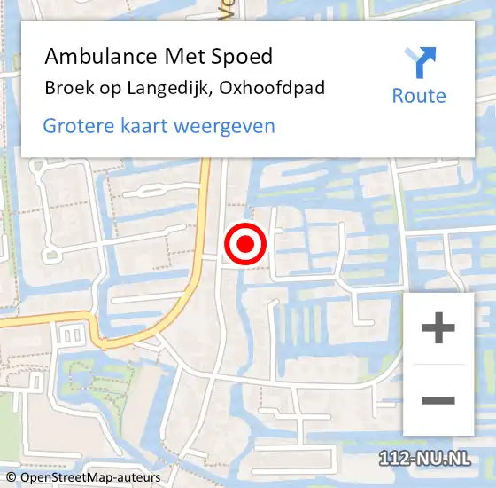 Locatie op kaart van de 112 melding: Ambulance Met Spoed Naar Broek op Langedijk, Oxhoofdpad op 27 september 2018 08:37