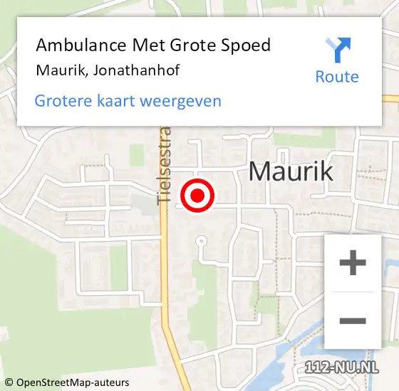 Locatie op kaart van de 112 melding: Ambulance Met Grote Spoed Naar Maurik, Jonathanhof op 27 september 2018 09:14