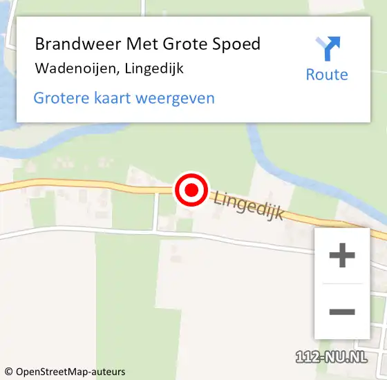 Locatie op kaart van de 112 melding: Brandweer Met Grote Spoed Naar Wadenoijen, Lingedijk op 27 september 2018 09:24