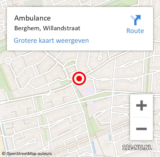 Locatie op kaart van de 112 melding: Ambulance Berghem, Willandstraat op 27 september 2018 09:24