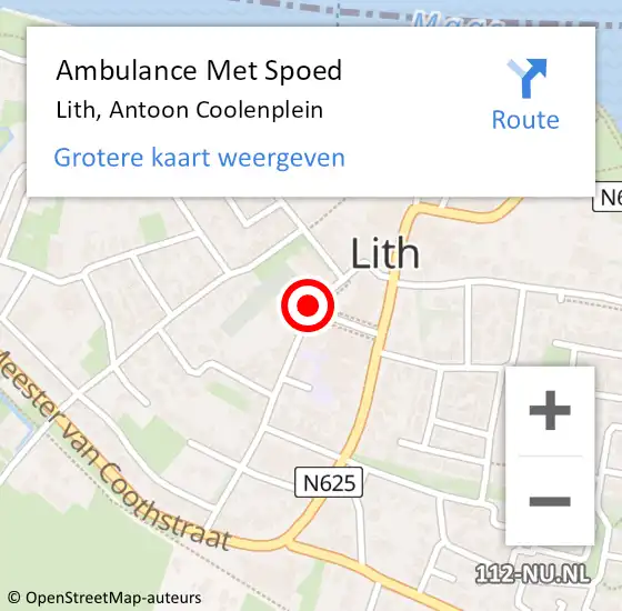 Locatie op kaart van de 112 melding: Ambulance Met Spoed Naar Lith, Antoon Coolenplein op 27 september 2018 09:43