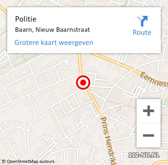 Locatie op kaart van de 112 melding: Politie Baarn, Nieuw Baarnstraat op 27 september 2018 10:10