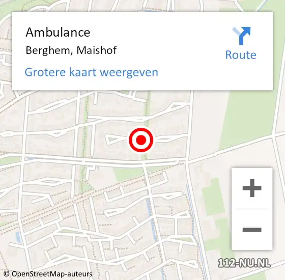 Locatie op kaart van de 112 melding: Ambulance Berghem, Maishof op 27 september 2018 10:17