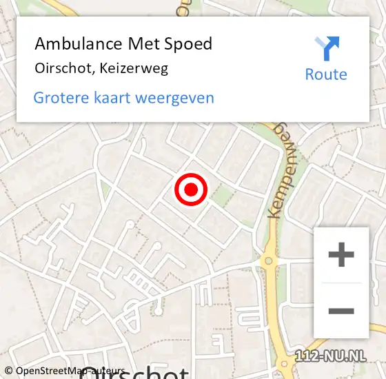 Locatie op kaart van de 112 melding: Ambulance Met Spoed Naar Oirschot, Keizerweg op 27 september 2018 13:23