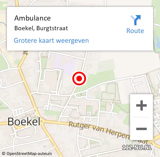 Locatie op kaart van de 112 melding: Ambulance Boekel, Burgtstraat op 27 september 2018 14:39