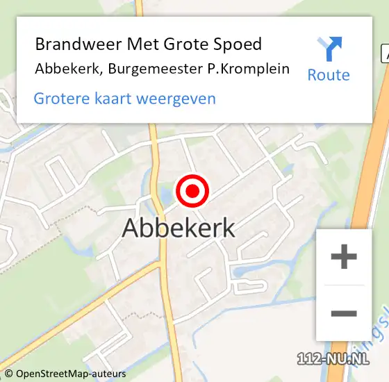 Locatie op kaart van de 112 melding: Brandweer Met Grote Spoed Naar Abbekerk, Burgemeester P.Kromplein op 27 september 2018 15:20