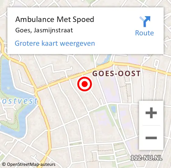 Locatie op kaart van de 112 melding: Ambulance Met Spoed Naar Goes, Jasmijnstraat op 27 september 2018 15:22