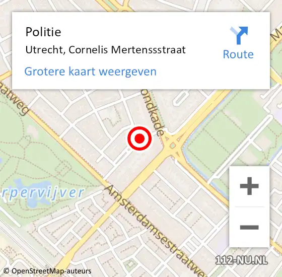 Locatie op kaart van de 112 melding: Politie Utrecht, Cornelis Mertenssstraat op 27 september 2018 16:49