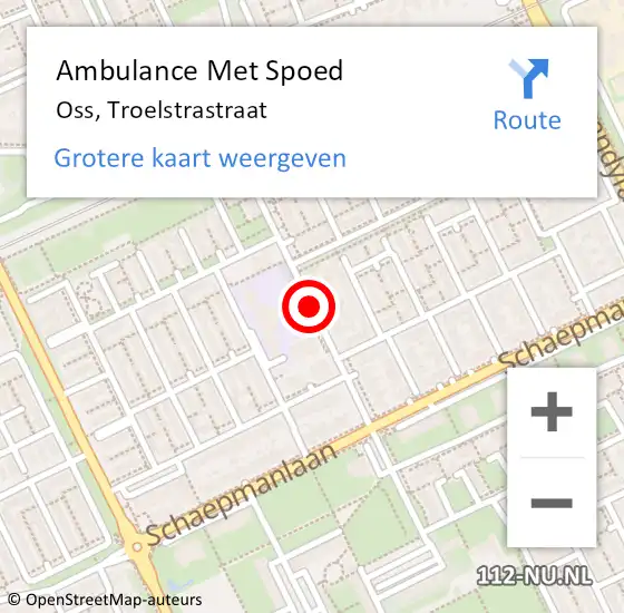 Locatie op kaart van de 112 melding: Ambulance Met Spoed Naar Oss, Troelstrastraat op 27 september 2018 17:05