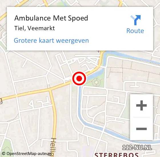 Locatie op kaart van de 112 melding: Ambulance Met Spoed Naar Tiel, Veemarkt op 27 september 2018 17:34