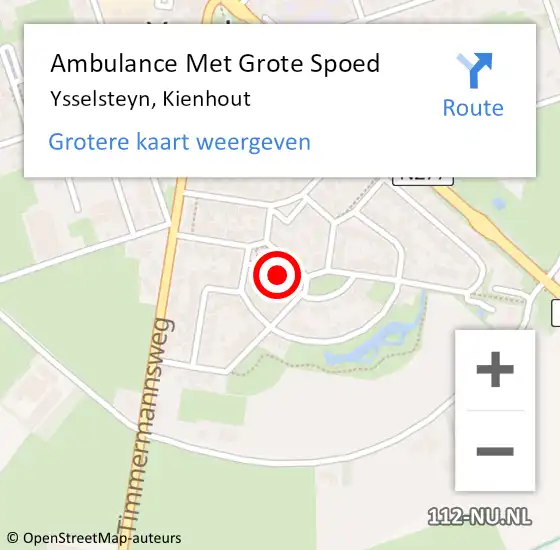 Locatie op kaart van de 112 melding: Ambulance Met Grote Spoed Naar Ysselsteyn, Kienhout op 10 maart 2014 11:48