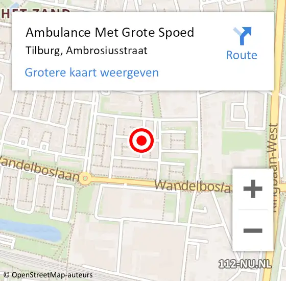 Locatie op kaart van de 112 melding: Ambulance Met Grote Spoed Naar Tilburg, Ambrosiusstraat op 27 september 2018 20:18