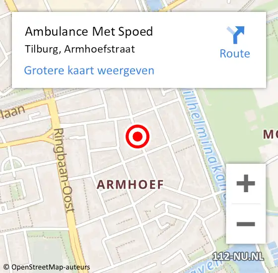 Locatie op kaart van de 112 melding: Ambulance Met Spoed Naar Tilburg, Armhoefstraat op 27 september 2018 20:27