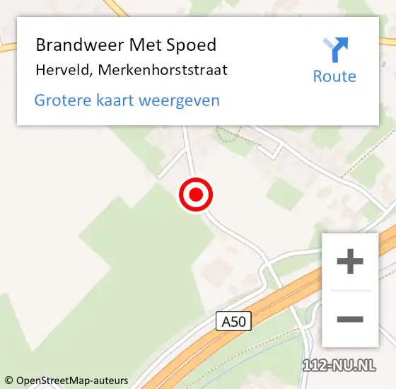 Locatie op kaart van de 112 melding: Brandweer Met Spoed Naar Herveld, Merkenhorststraat op 27 september 2018 20:42
