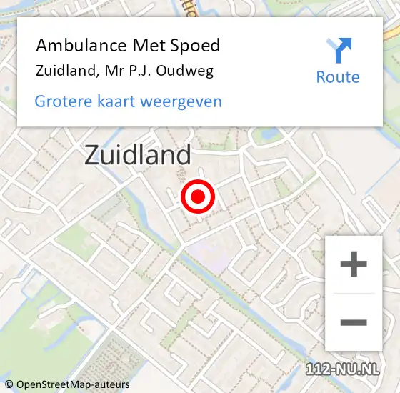 Locatie op kaart van de 112 melding: Ambulance Met Spoed Naar Zuidland, Mr P.J. Oudweg op 27 september 2018 21:25
