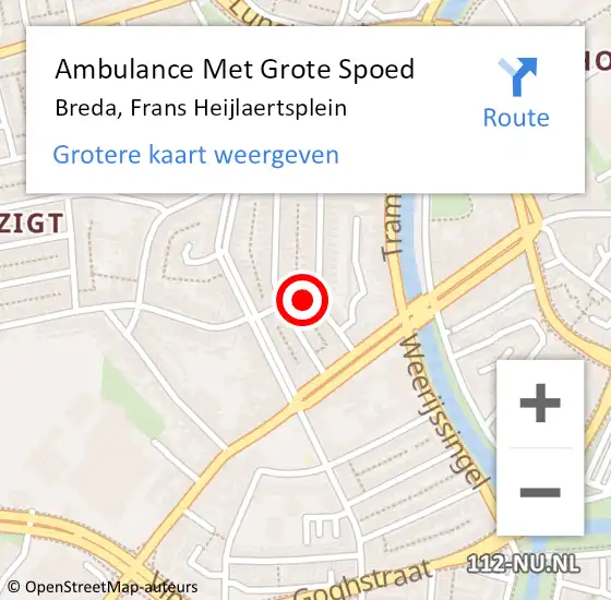 Locatie op kaart van de 112 melding: Ambulance Met Grote Spoed Naar Breda, Frans Heijlaertsplein op 27 september 2018 21:27