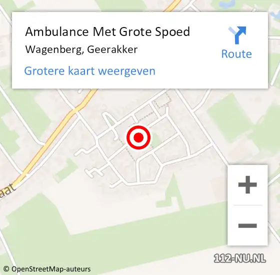 Locatie op kaart van de 112 melding: Ambulance Met Grote Spoed Naar Wagenberg, Geerakker op 27 september 2018 21:31
