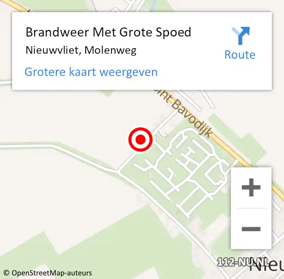 Locatie op kaart van de 112 melding: Brandweer Met Grote Spoed Naar Nieuwvliet, Molenweg op 10 maart 2014 11:54