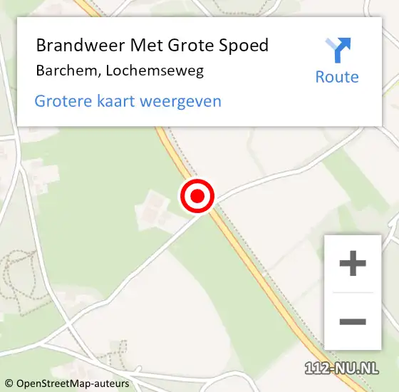 Locatie op kaart van de 112 melding: Brandweer Met Grote Spoed Naar Barchem, Lochemseweg op 27 september 2018 21:38
