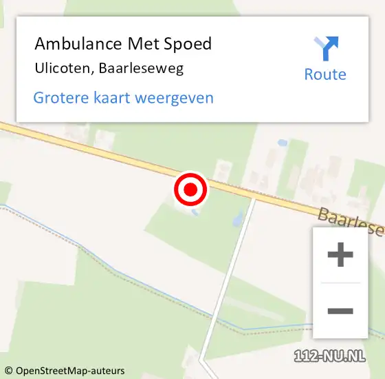 Locatie op kaart van de 112 melding: Ambulance Met Spoed Naar Ulicoten, Baarleseweg op 10 maart 2014 11:56